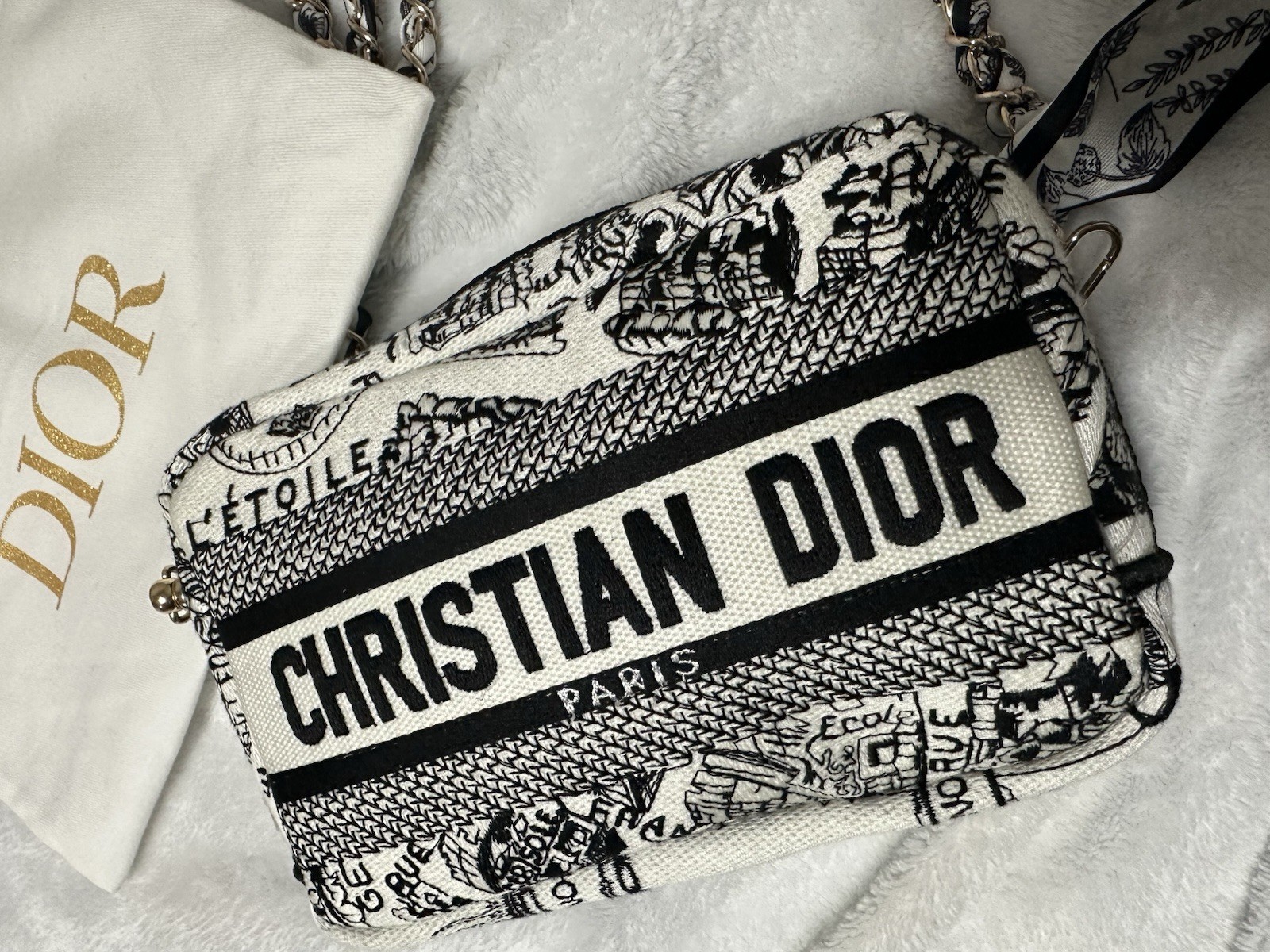 NWT Christian Dior Plan De Paris Canvas Embroidered Cosmetic Bag VIP GWP- BOX