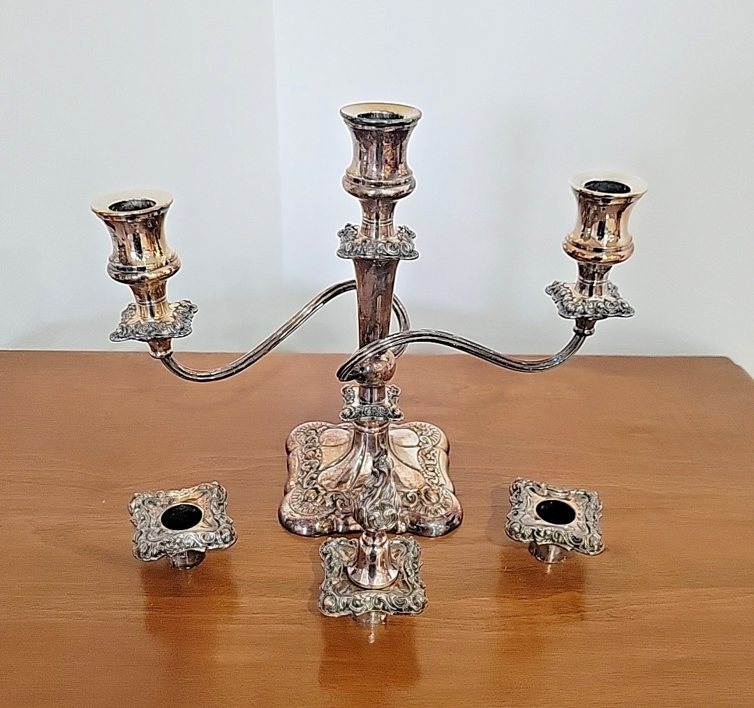 Gorgeous International Silver Co 3 Arm Silver Plated Candelabra 508