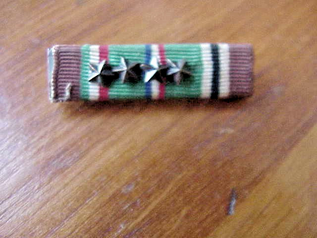 WW2 US European–African–Middle Eastern Campaign Medal Ribbon Bar With 4 Stars