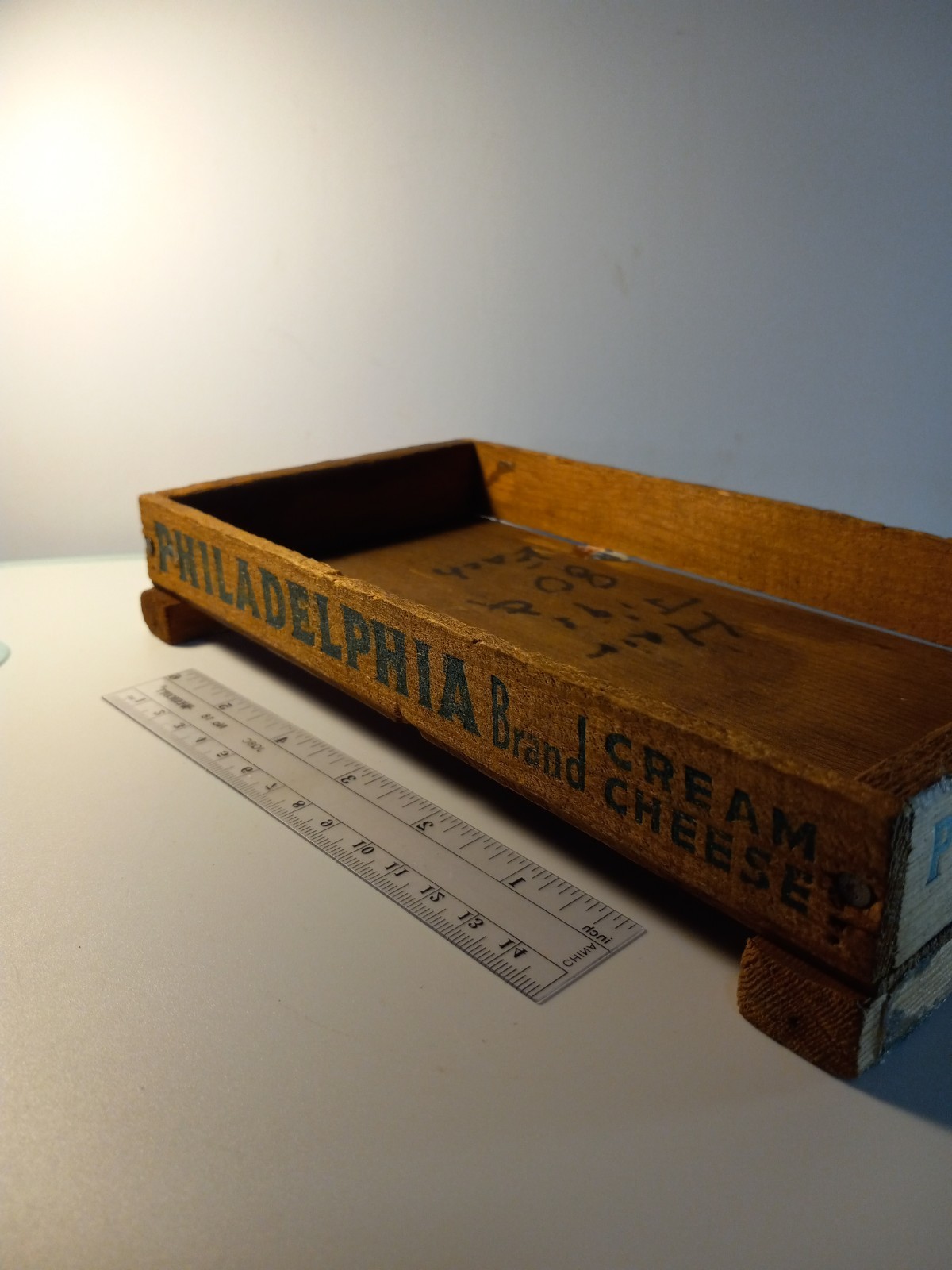 Antique Wood Cheese Box Philadelphia Cream Cheese