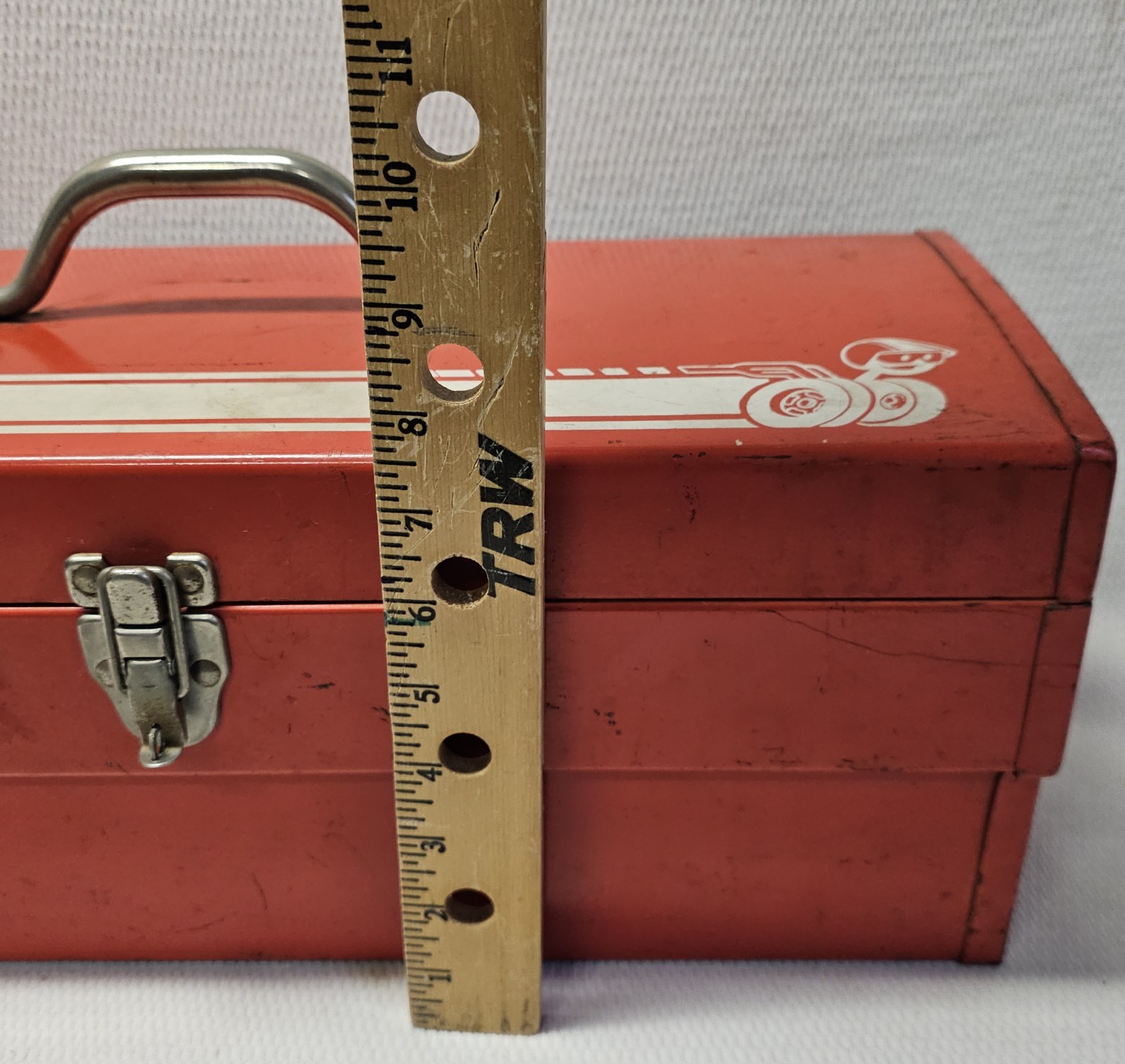 Vintage 1970's Mopar Dodge Scat Pack Bumblebee Red Toolbox NO Tray 7.5" × 20"