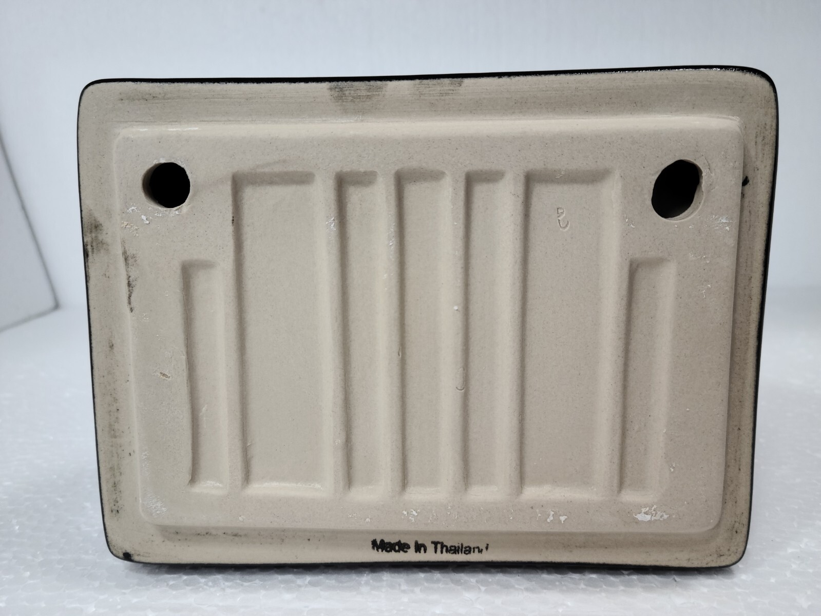 Vintage Black Ceramic Soap Dish Tray Washcloth Holder Shower Cloth Bar