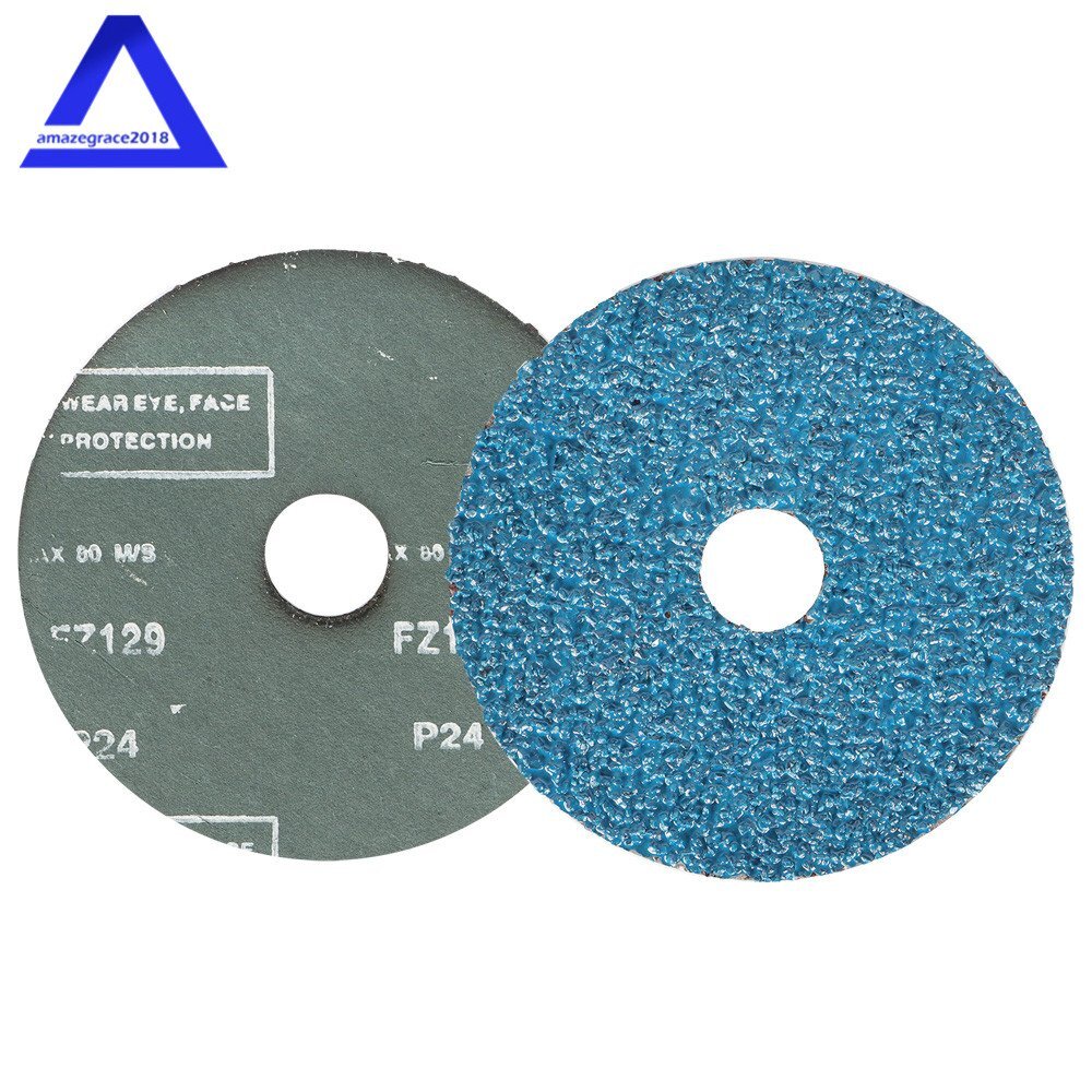 25 Pack 5" x 7/8" 24 Grit Zirconia Resin Fiber Disc Grinding and Sanding Discs