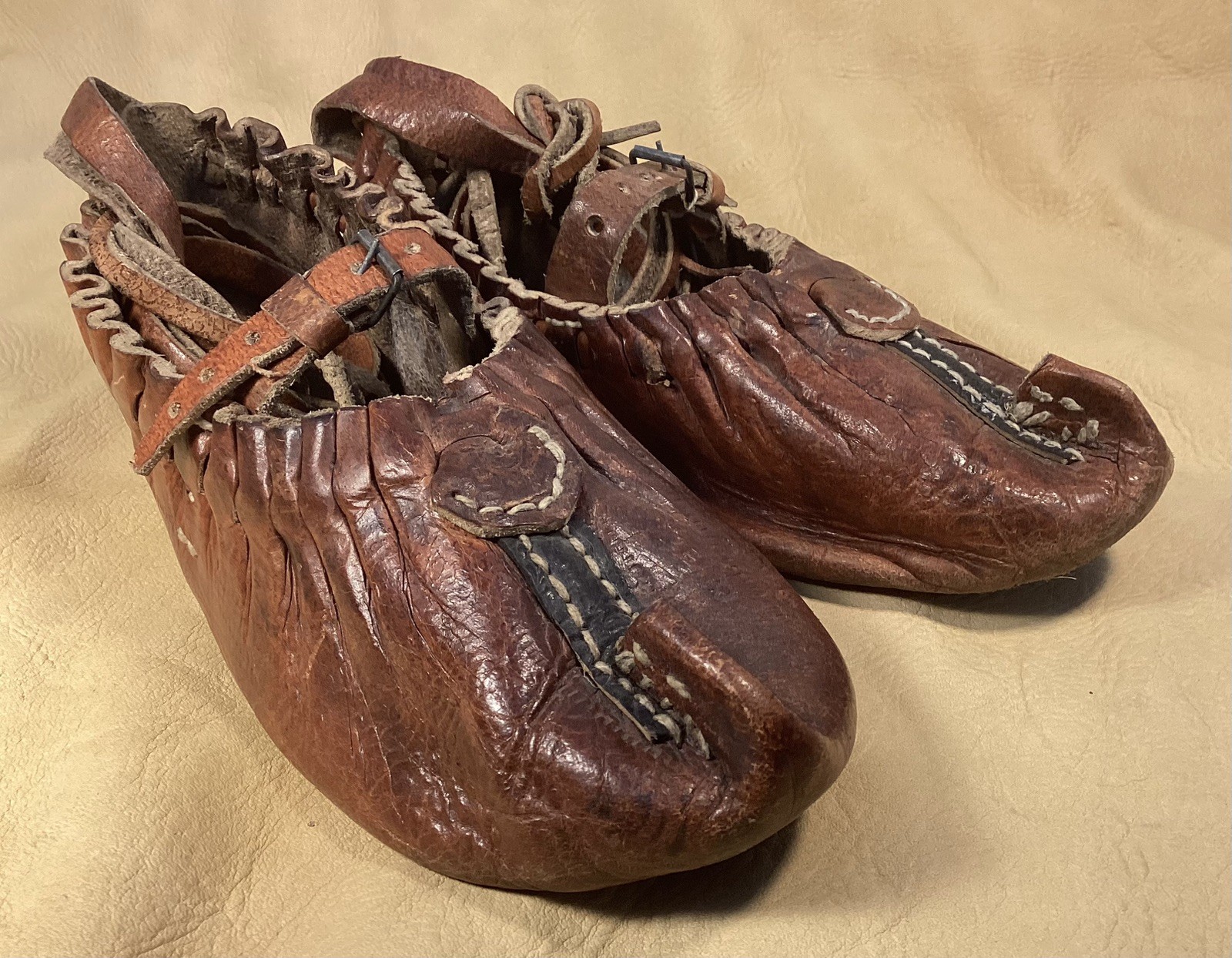 Antique 18th C. Scandinavian Reindeer Moccasins Sami Mukluks Caribou Finnish