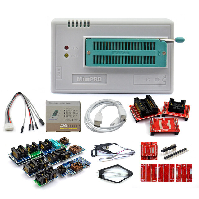 T48 TL866II Plus High speed Universal Programmer+Adapters+Test Clip PIC Bios