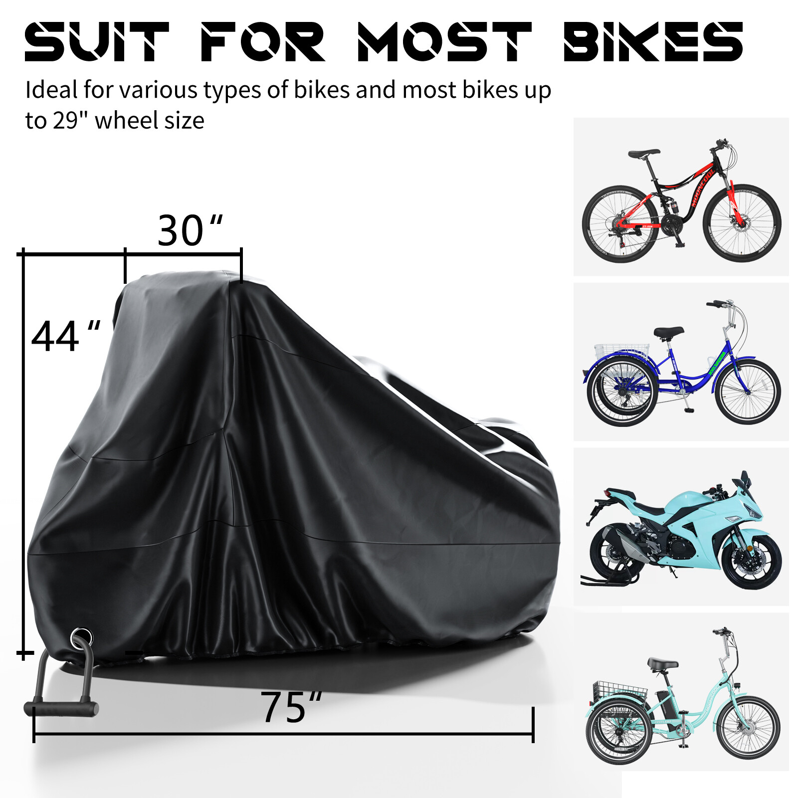 SLSY Bike Cover Waterproof Bicycle Covers Rain Sun UV Dust WindProof &Lock Hole