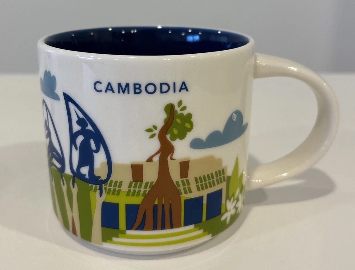 Starbucks Cambodia You Are Here Ceramic Coffee Tea Mug 14oz. 2018 No Box EUC