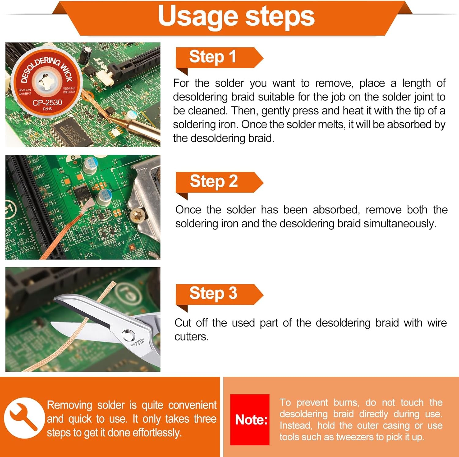 3 Pcs Premium Desoldering Wick Set, 10FT No Clean Low Residue Solder Wick...