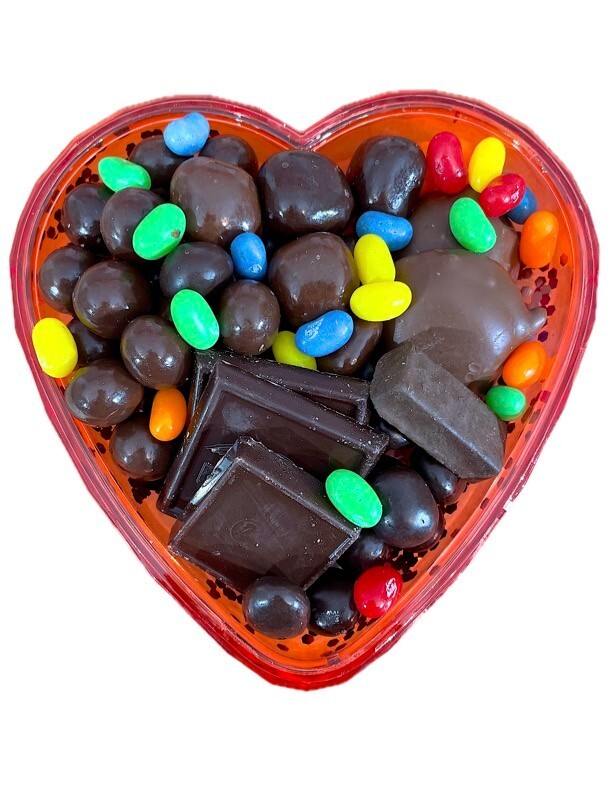 Valentines Day Chocolate Gift Basket filled with assorted chocolates, cookies, s