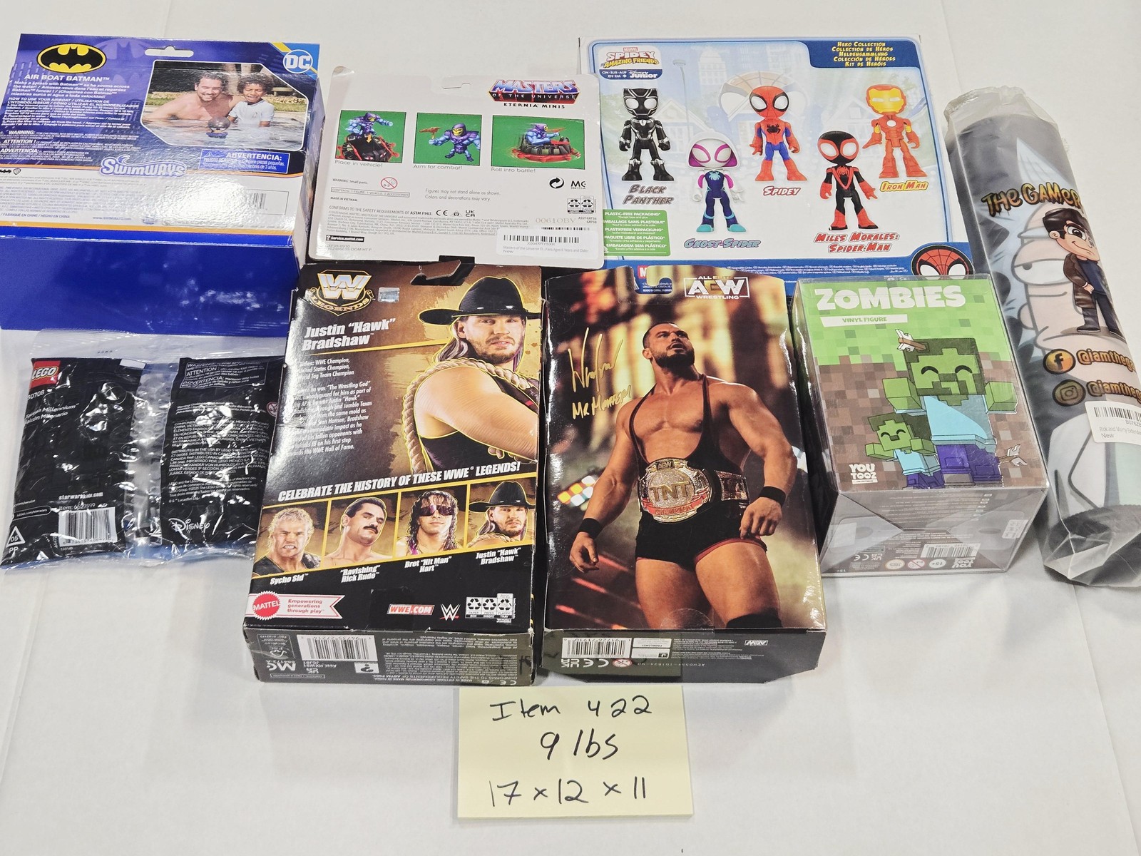 Mixed Toy Lot Batman Marvel Spidey LEGO Star Wars WWE AEW Minecraft New Figures