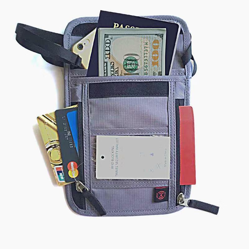 Travel Passport Holder Security Neck waterproof Pouch Wallet RFID Blocking BLUE