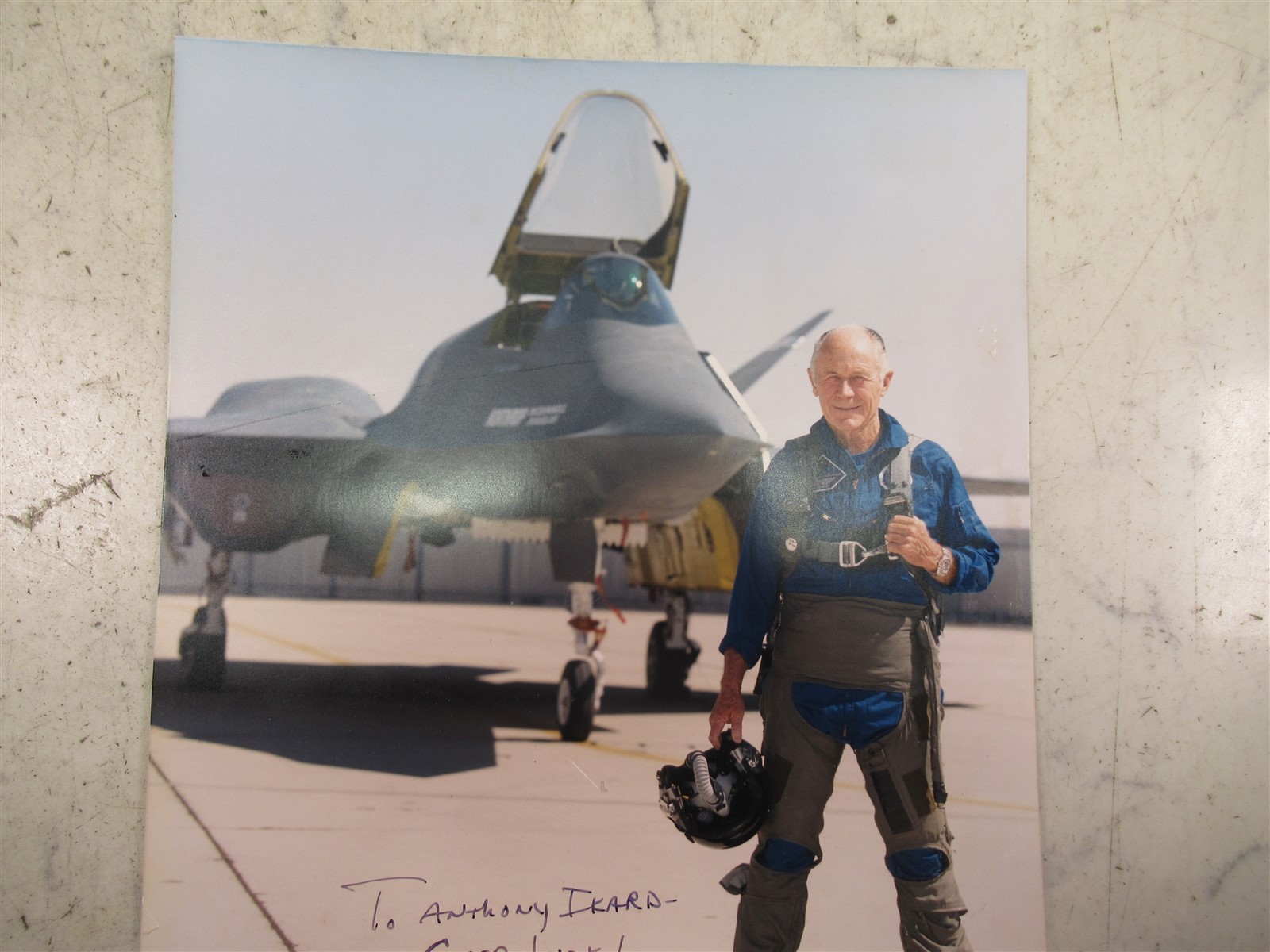 Chuck Yeager Autographed Photo 8x10 Northrop YF-23 "Black Widow II" prototype