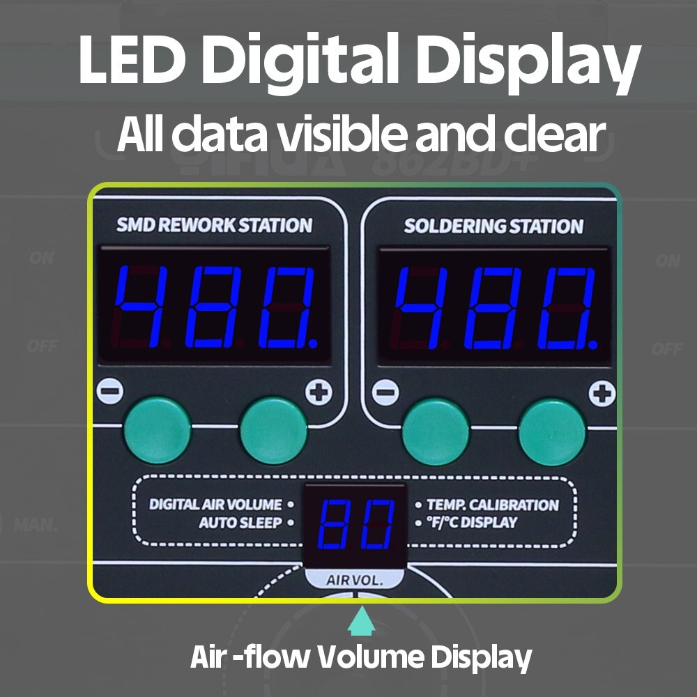 YIHUA 862BD+ 2-in-1 Hot Air Rework Station Soldering Station Soldering Iron Kit