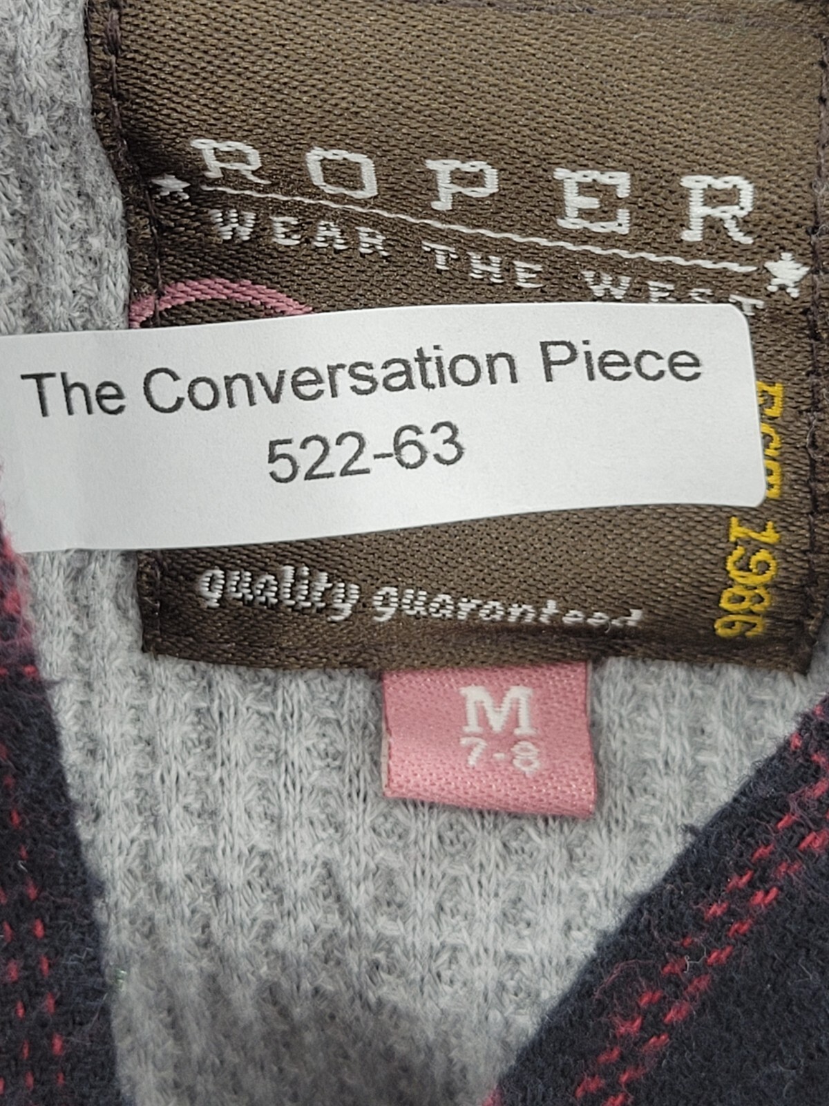 Roper Shirt Jacket Shacket Girls Medium 7-8 Red Black Check Lined Hooded