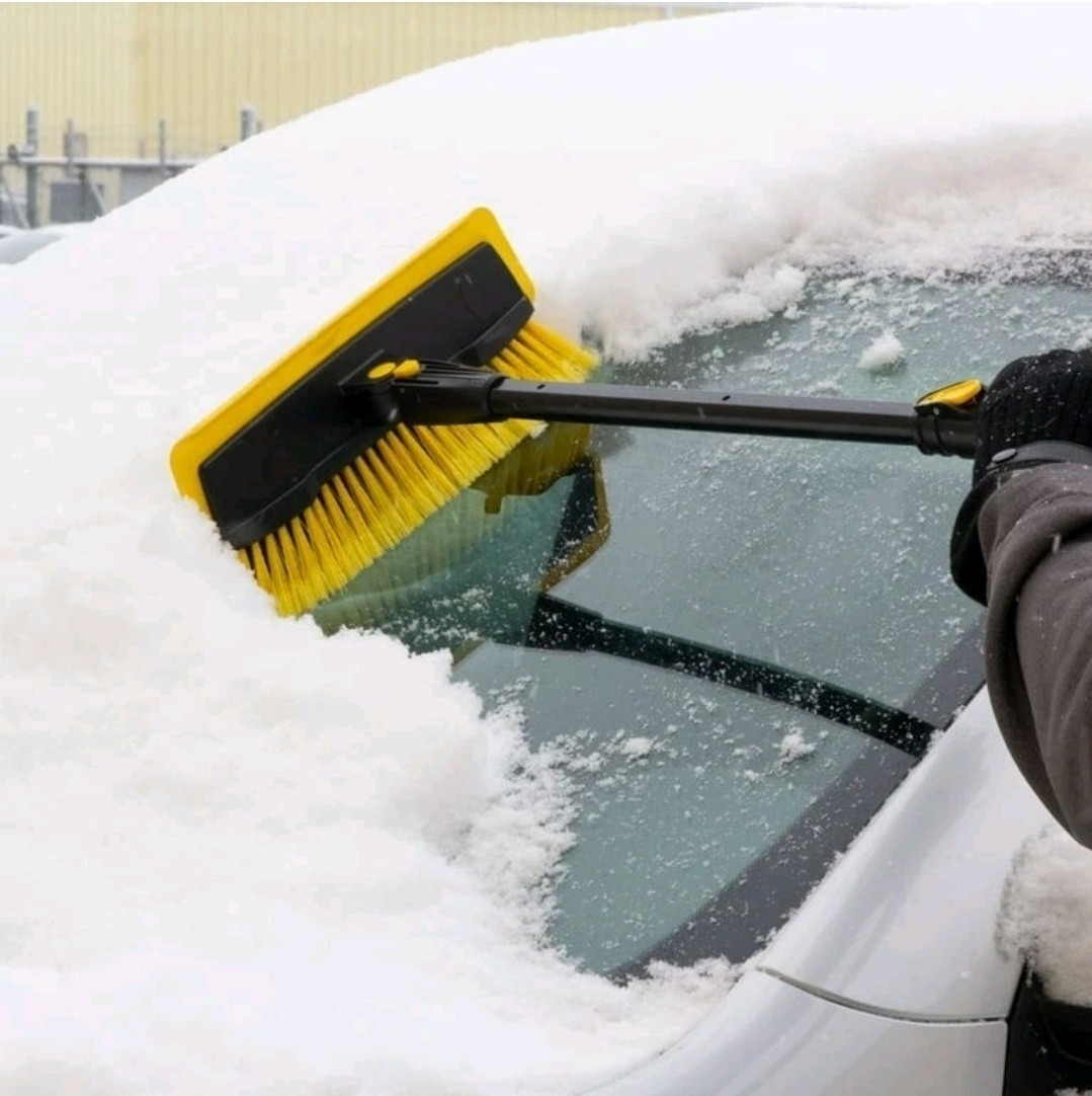 Rain-X 61" Extendable Car Snow Broom and Ice Scraper Tool, Black and Yellow,...