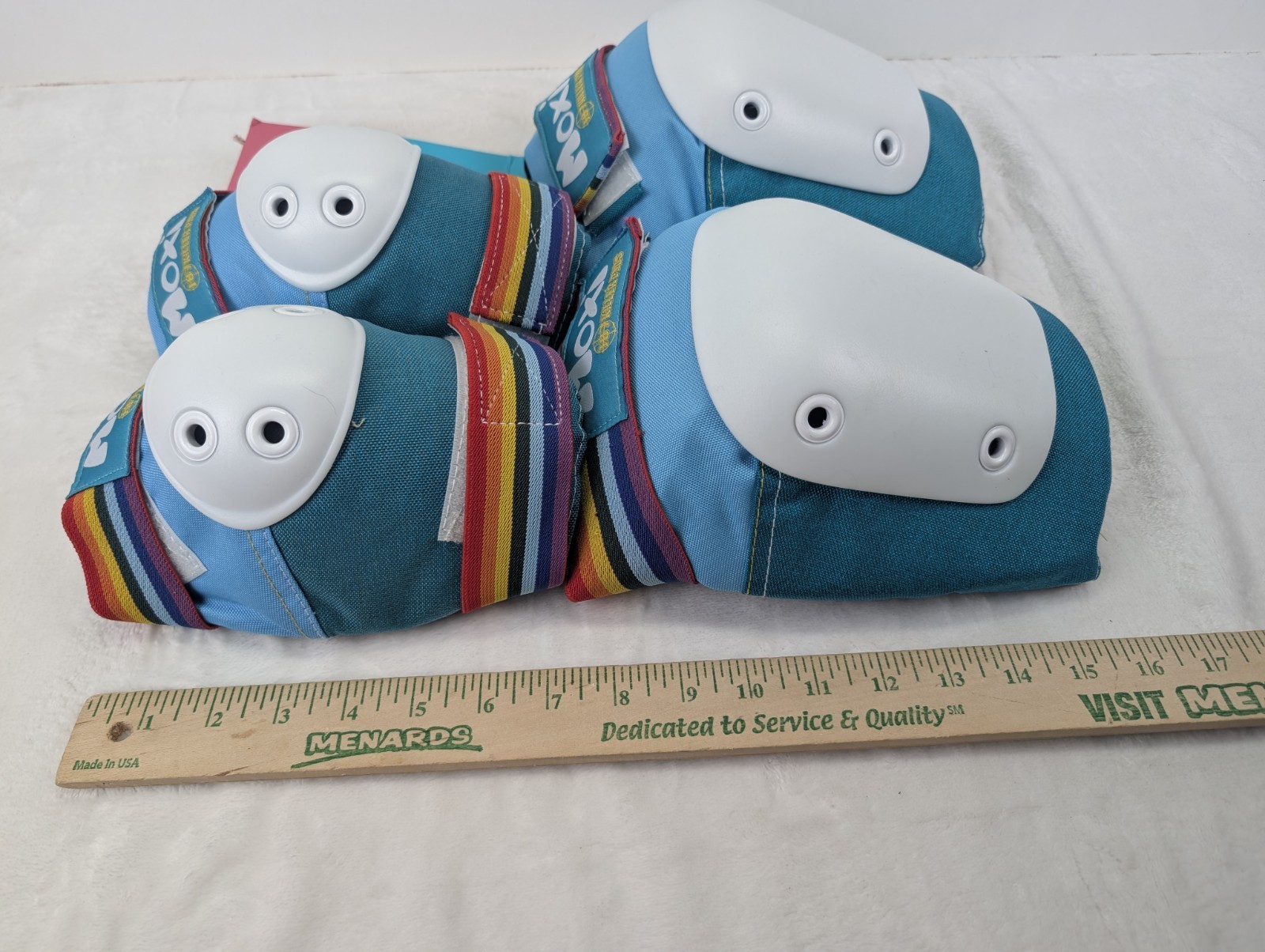 Moxi 187 Killer Pads Roller Skate Pad Set Knee Elbow Blue Rainbow Stripe