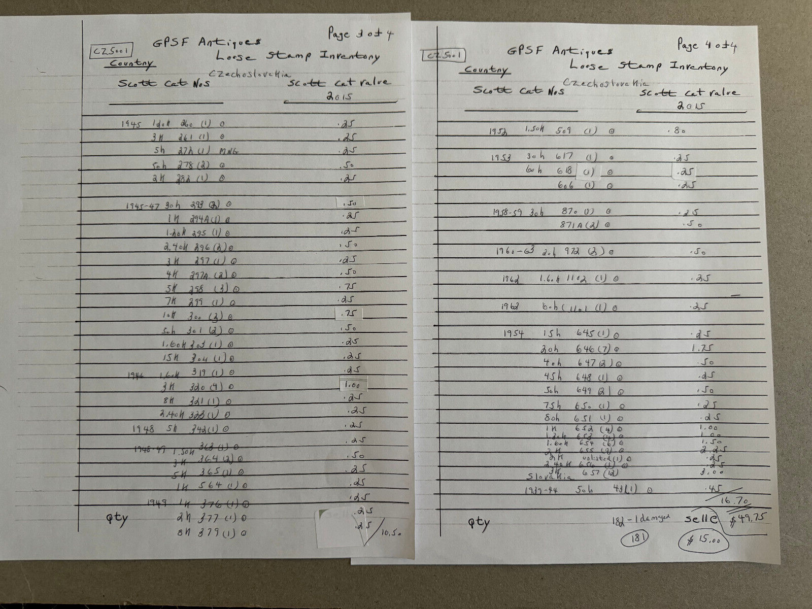 Czechoslovakia Group of 181 stamps loose Scott Cat 4/1102 1918-1962