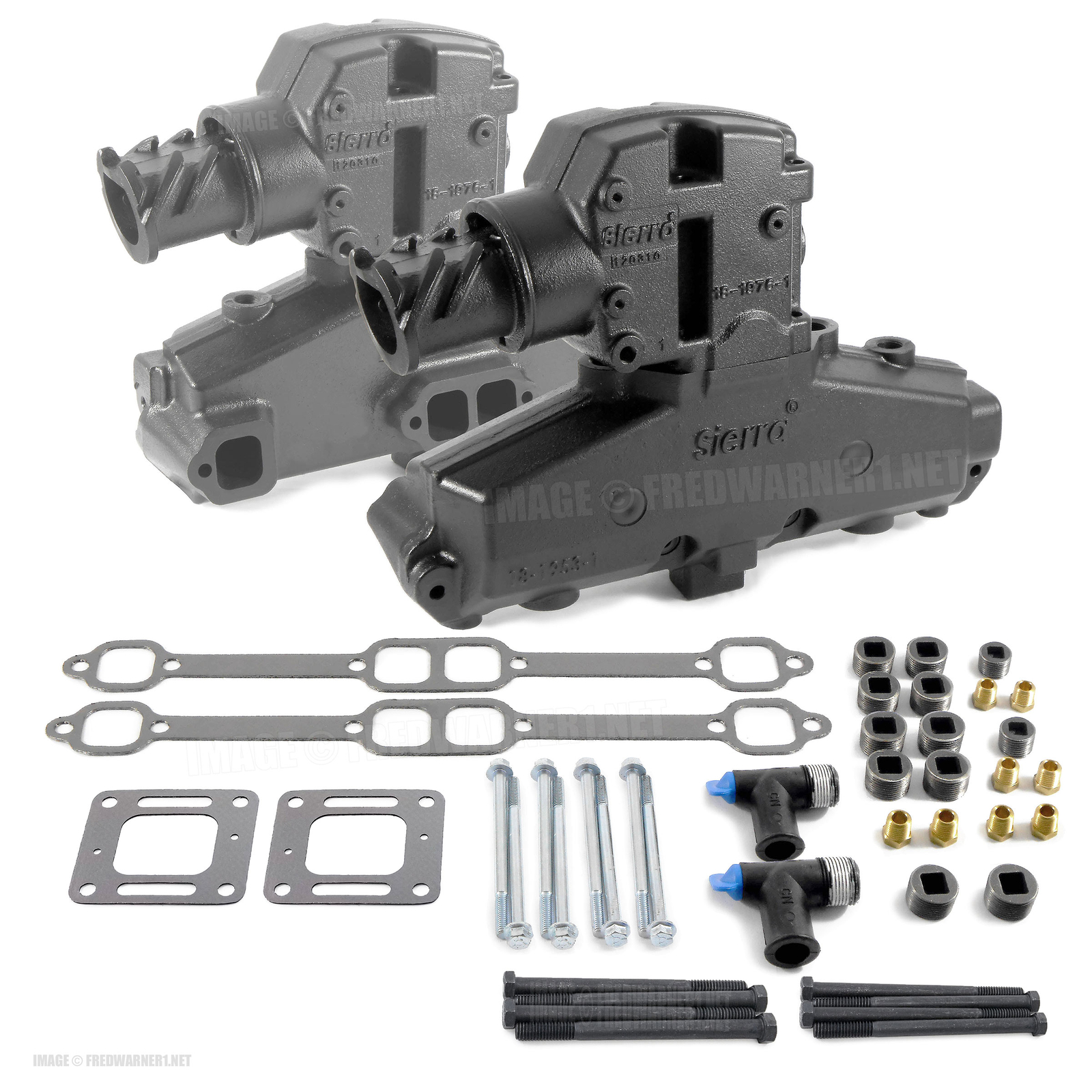 Sierra Marine MerCruiser V8 Exhaust Manifold Kit 1983-2002 87114 44354 350 4"