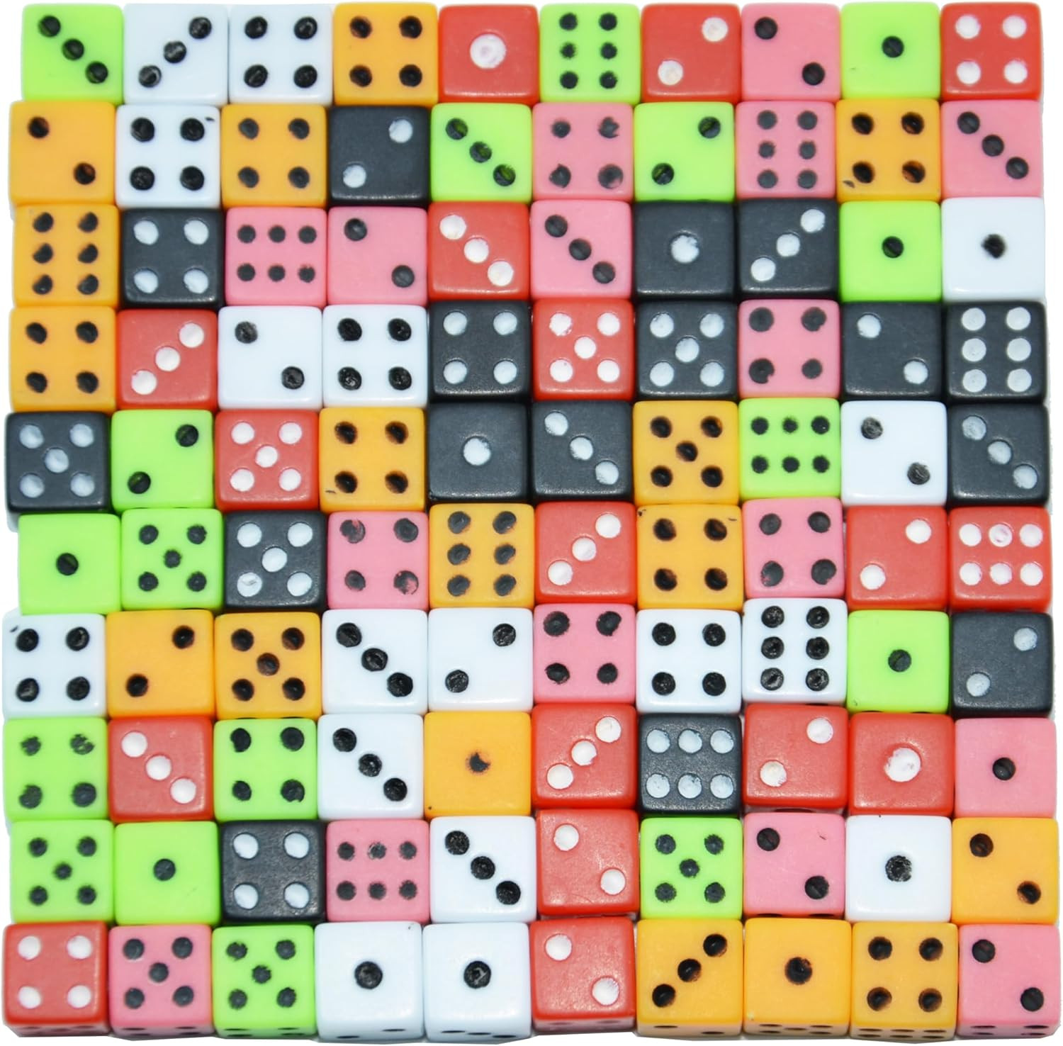 100 Assorted D6 Mini Tiny Dice Square Dot Game Dice Set
