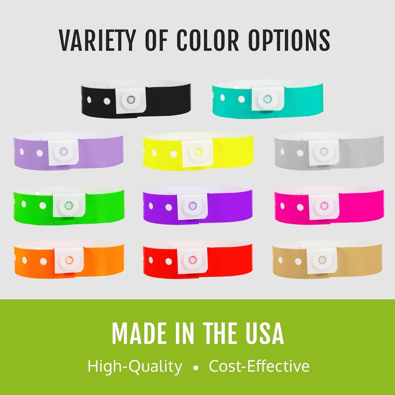 500 Neon Yellow Plastic Wristbands for Events – Extended Wear, Secure Snap Pr...