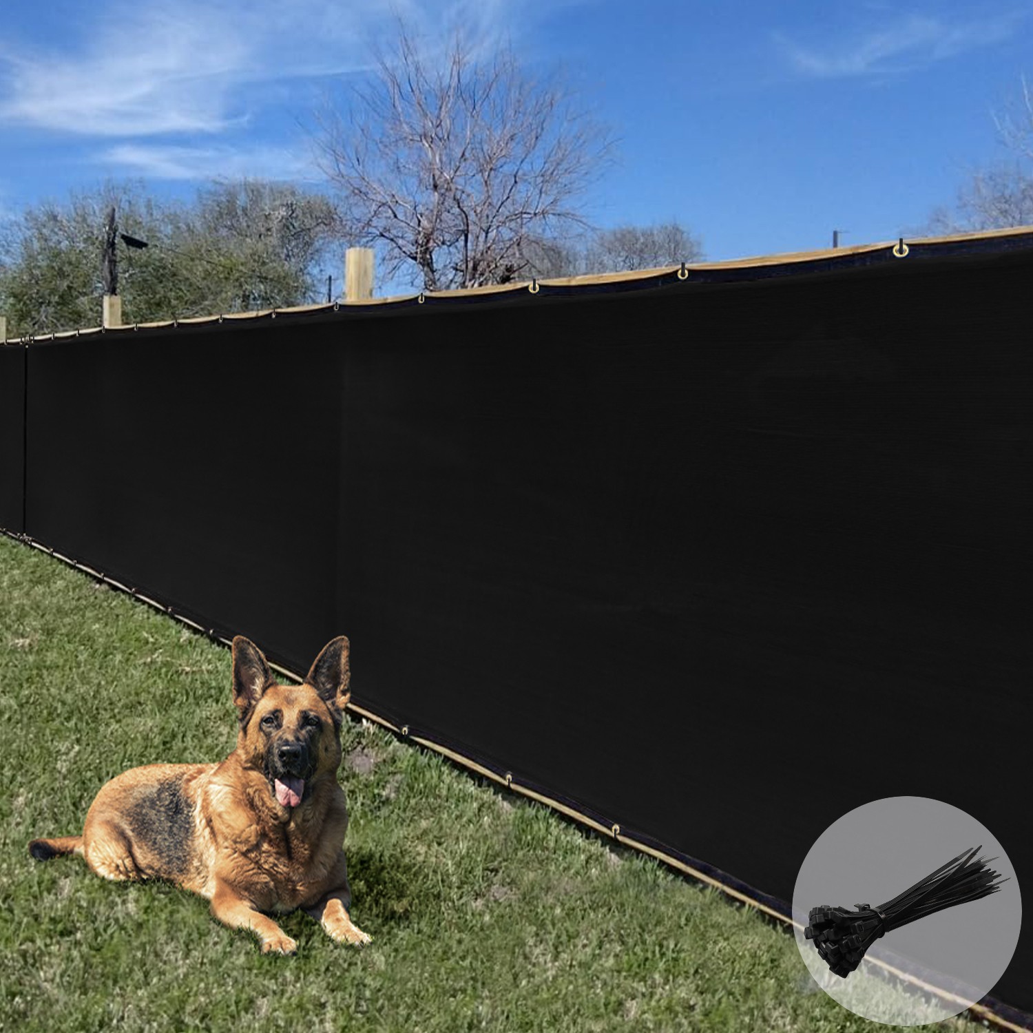 4' 5' 6' 8' Windscreen Privacy Fence Screen Shade Cover Mesh Tarp Garden-Black