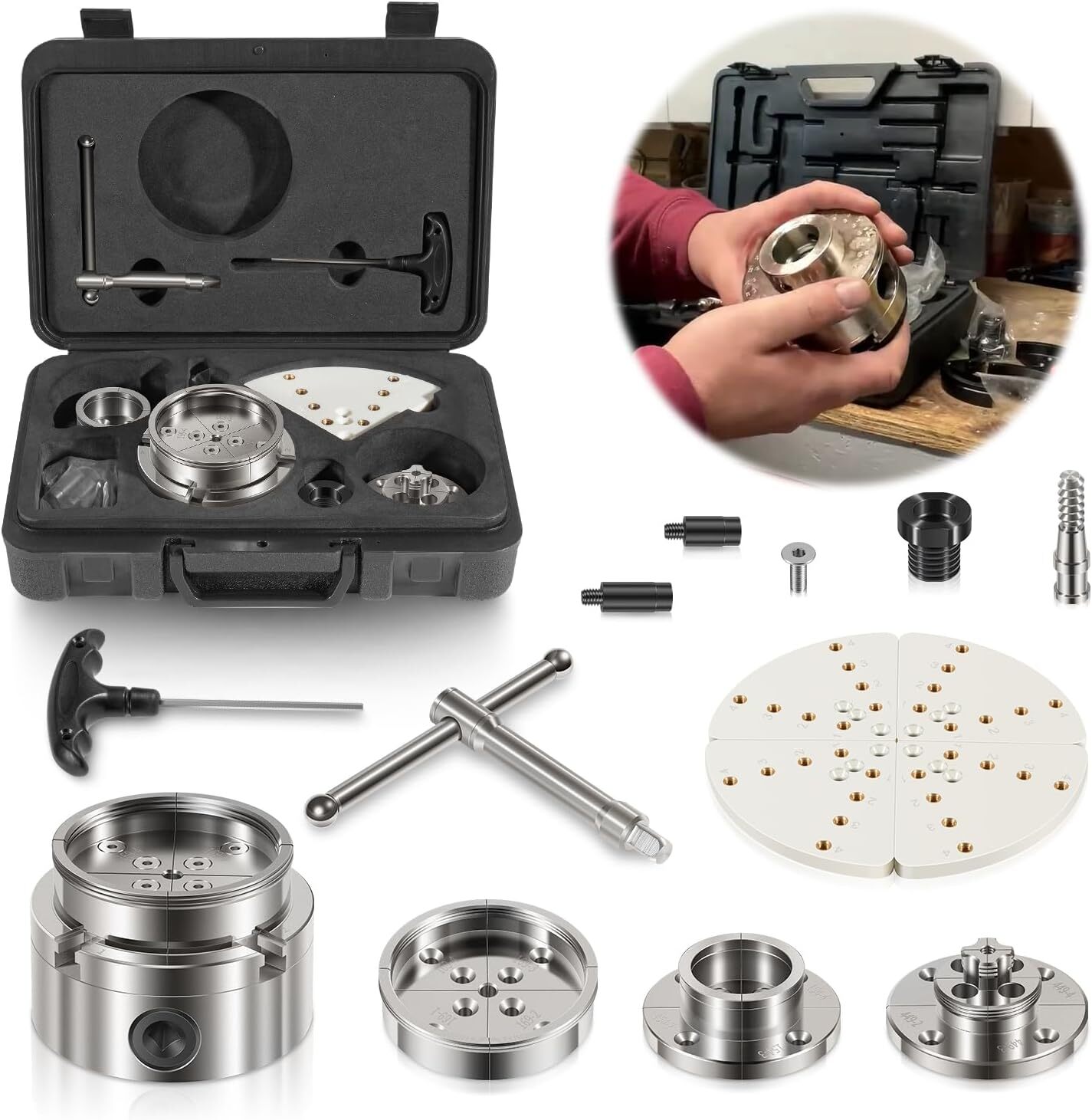 4-Inch Self-Centering Wood Lathe Chuck for Nova 4-Jaw Wood Turning Chuck Set