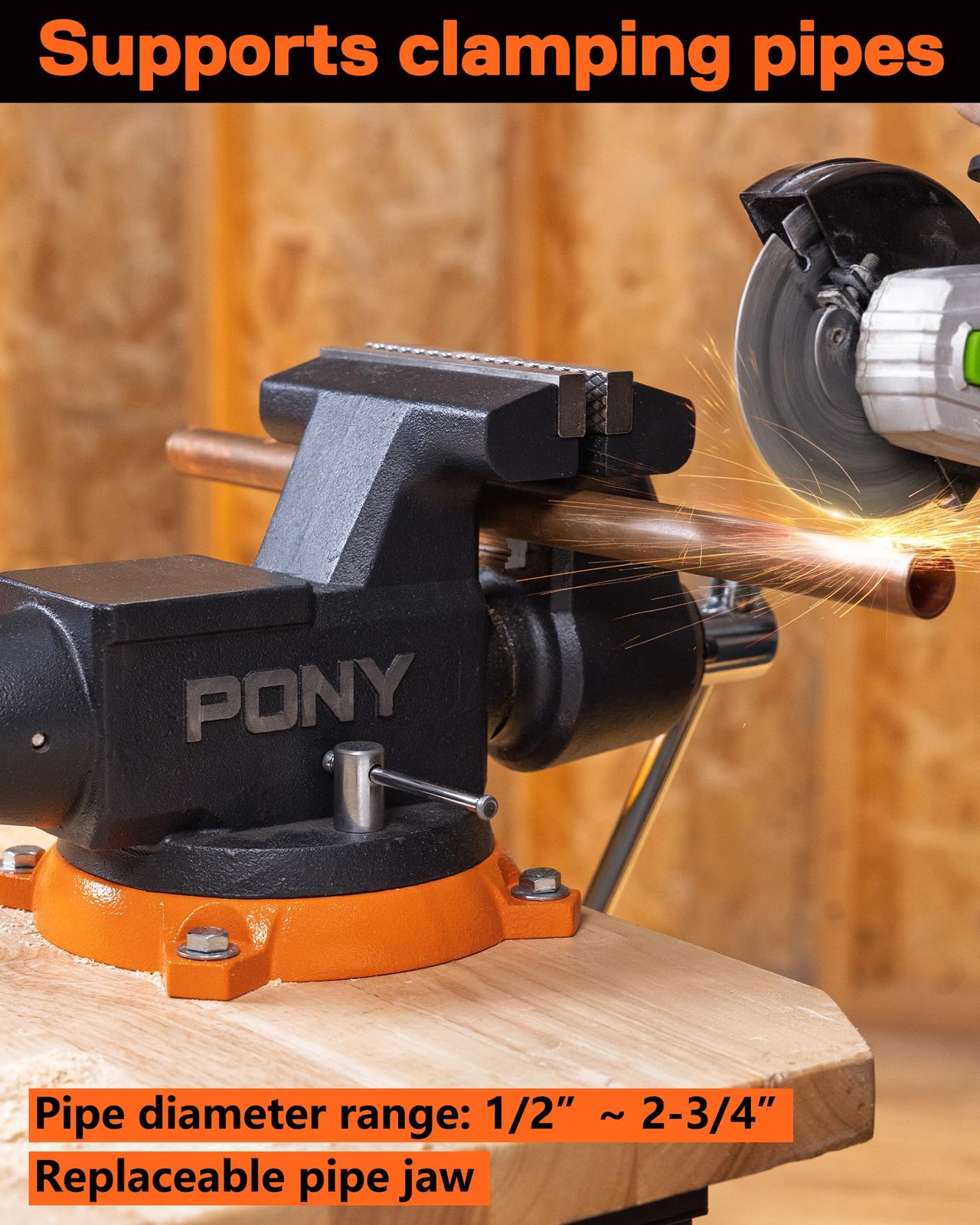 PONY 6" Heavy Duty Bench Vise 8800LBS Clamp Force 360° Rotatable Workbench Vises