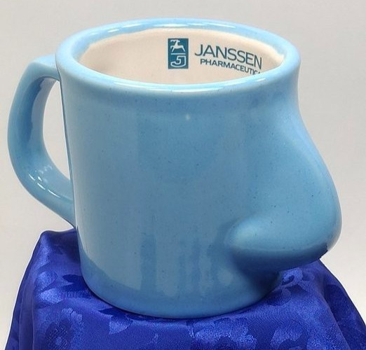 Vintage Hismanal JANSSEN Drug Rep Coffee Mug w/Nose Drug Advertisement RARE