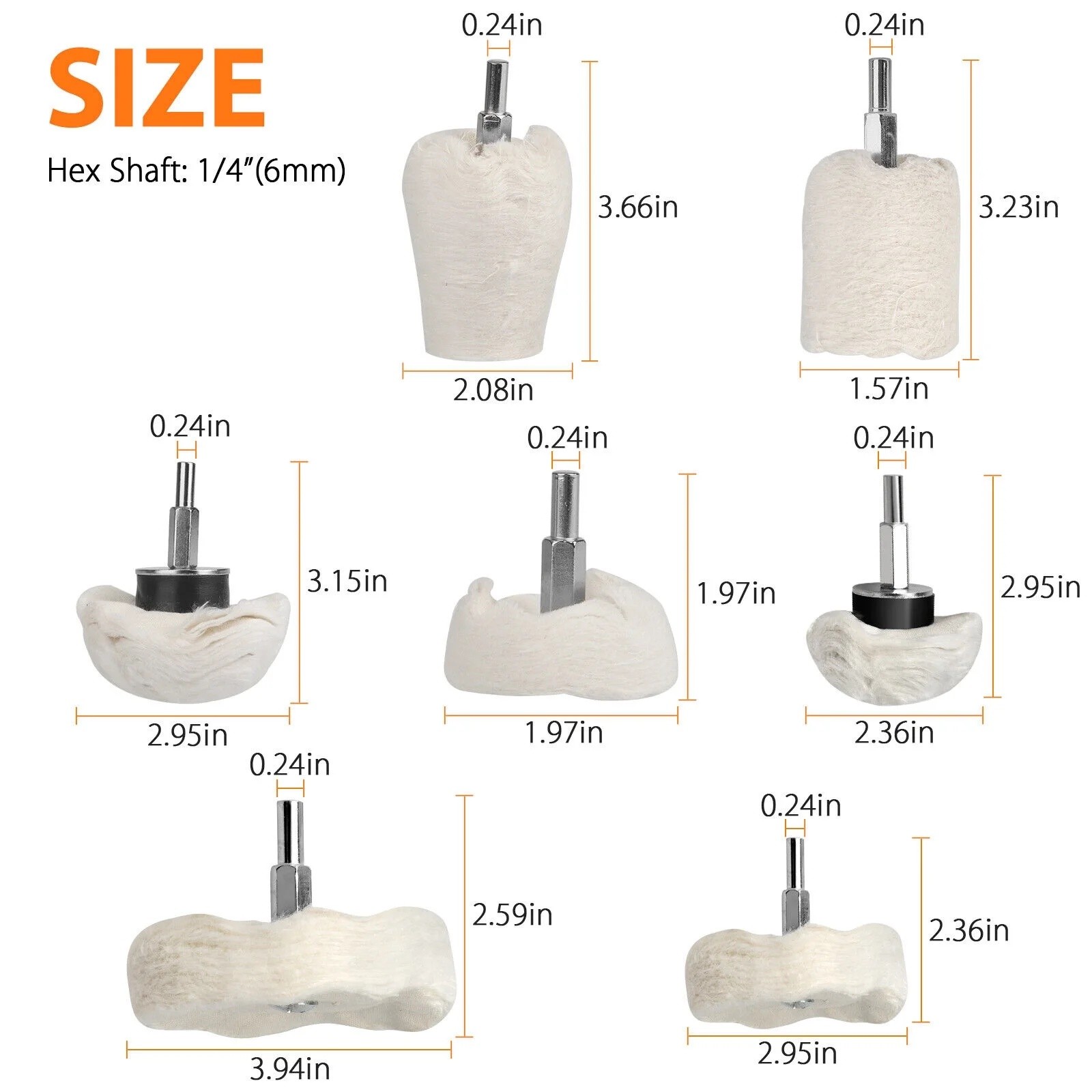 7PCS Cotton Buffing Wheel Kit for Drill Rotary Tool Aluminum Metal Polishing Pad