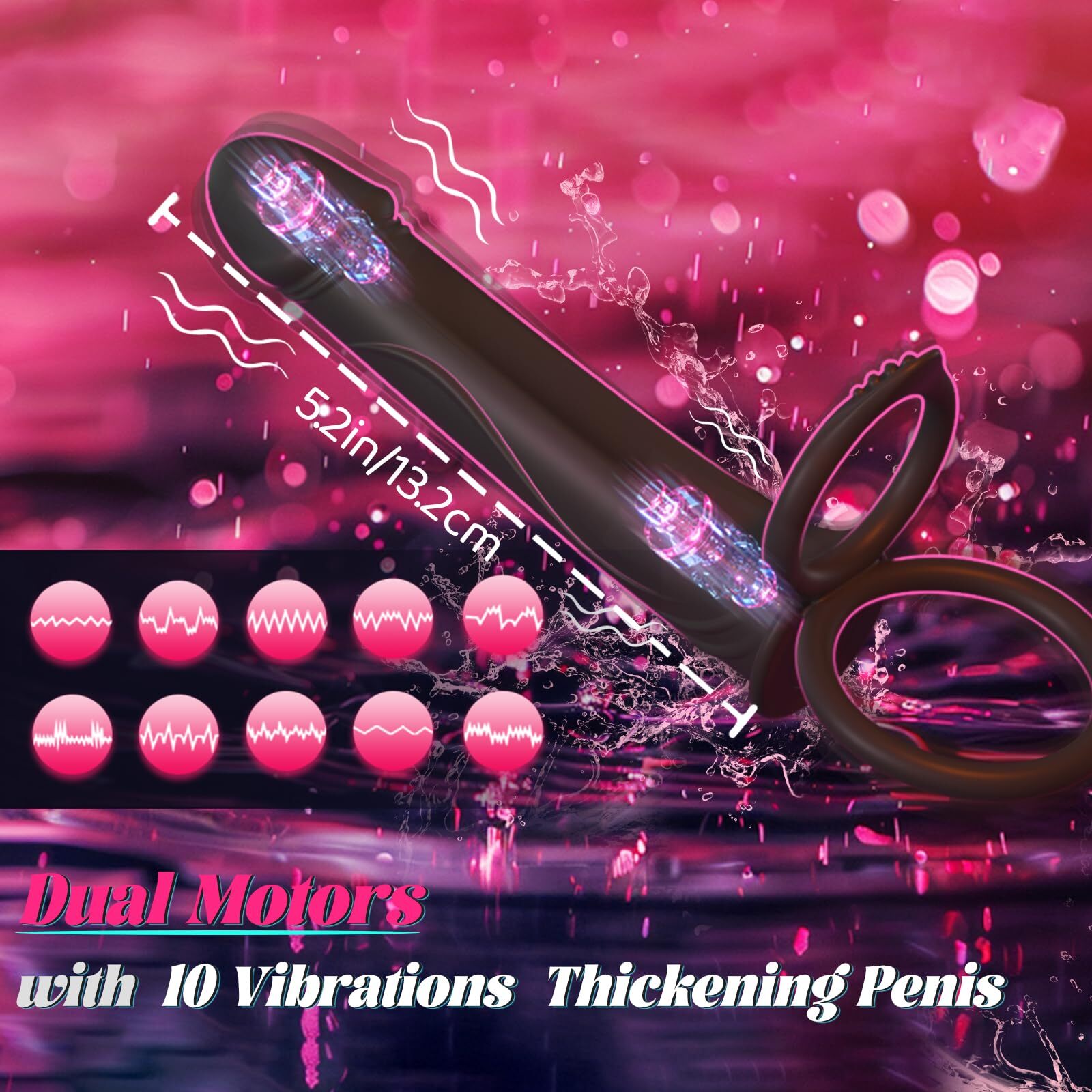 Men Penis Cock Ring Vibrator G spot Dildo Massager Sex Toys For Women Couple