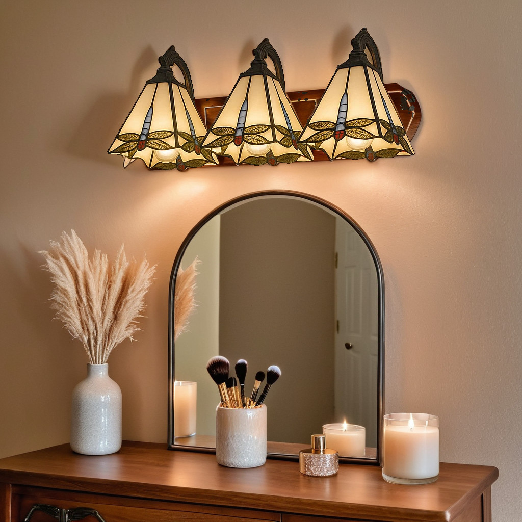 Vintage Wall Sconces 3-Light Dragonfly Decor Over Mirror Vanity Light Fixtures