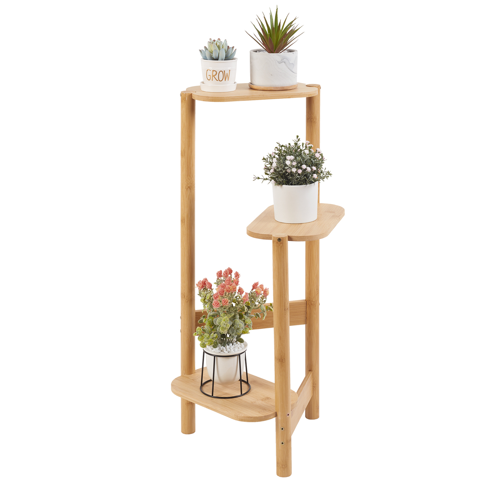 Bamboo Plant Stand Indoor Outdoor 3 Tier Tall Corner Flower Rack Holder Display