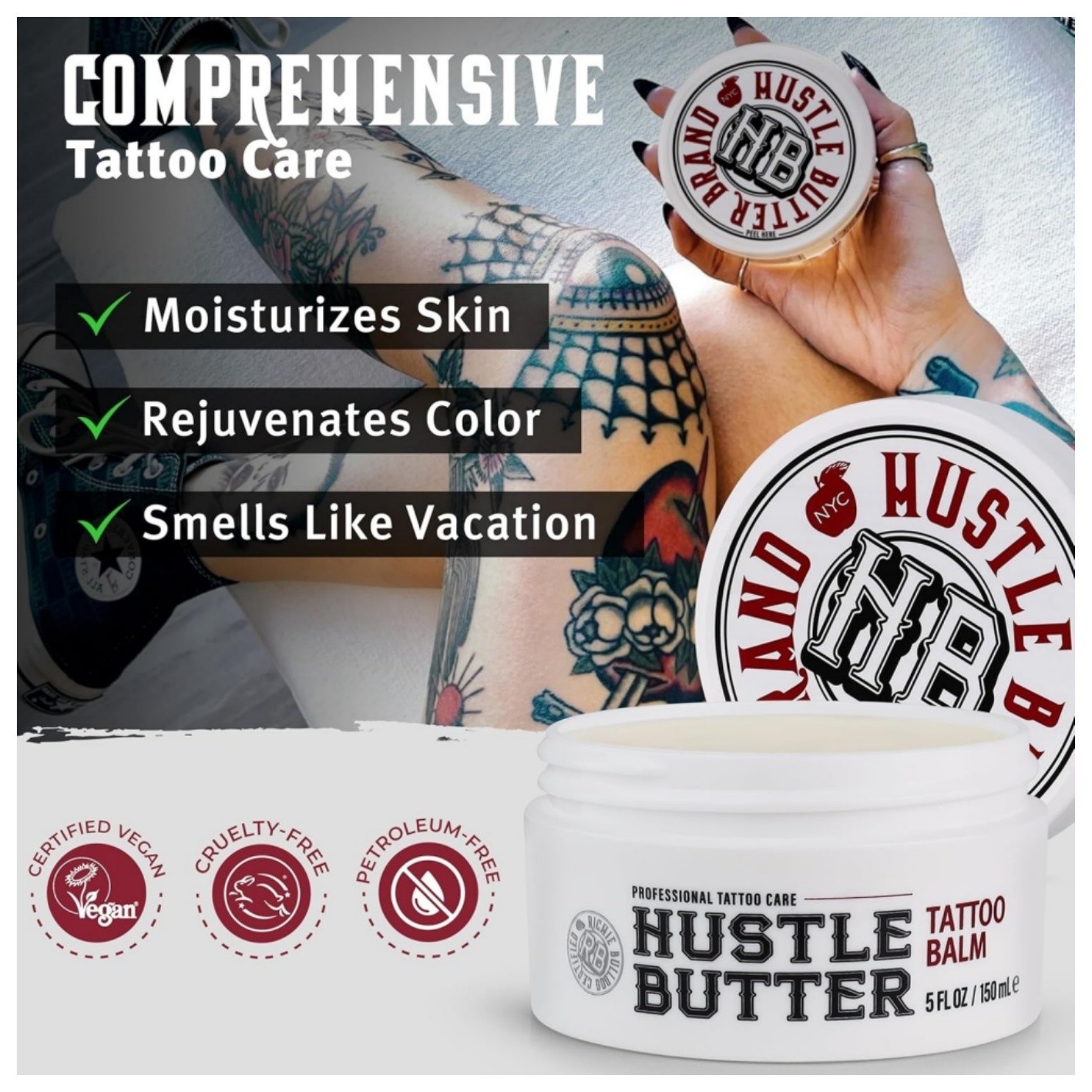 Hustle Butter Tattoo Aftercare 5oz Tattoo Balm Protects Rejuvenates Tattoos