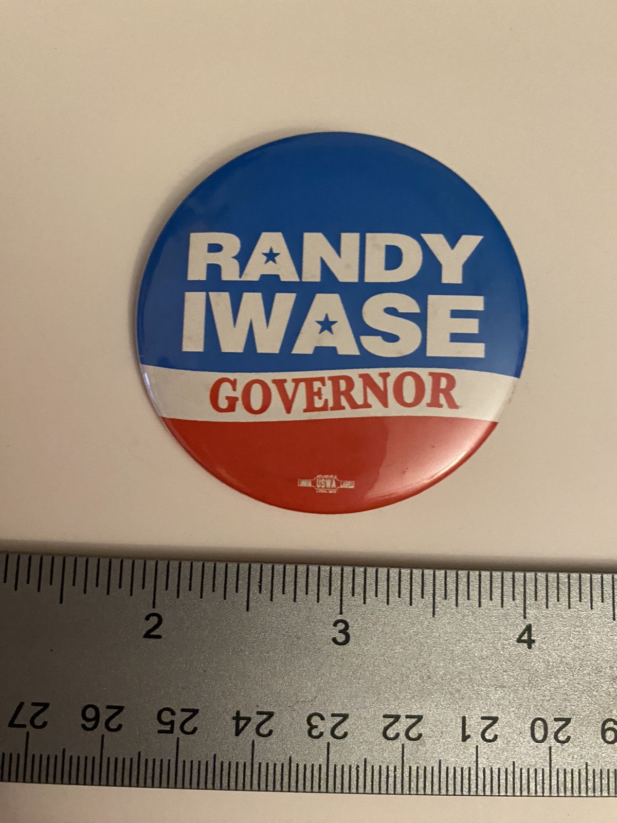 Randy Iwase Governor Pin Back Button P59