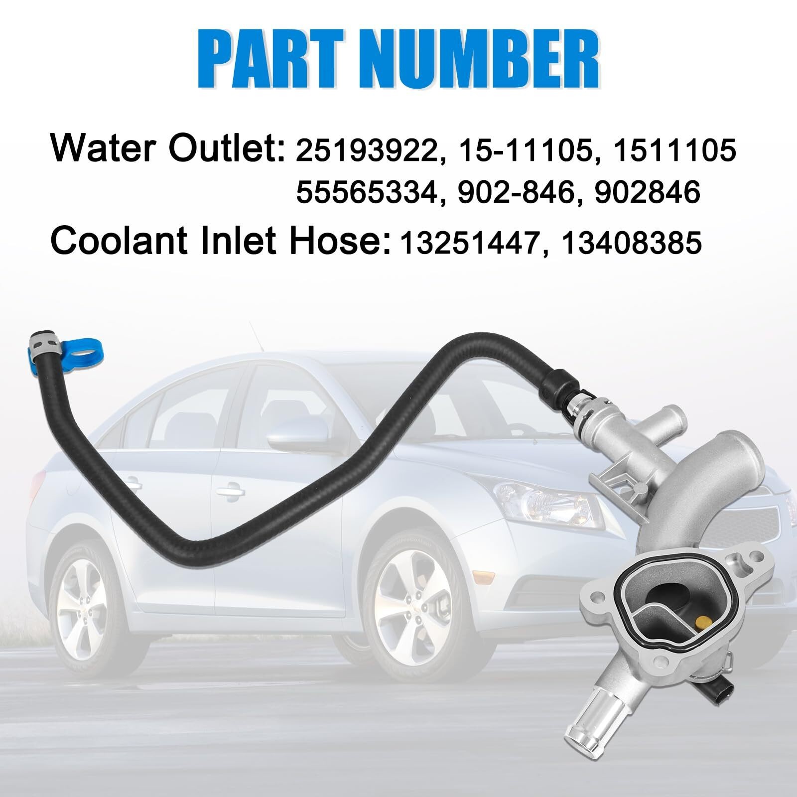 Engine Coolant Water Outlet W/ hose for Chevy Cruze Sonic Trax Buick Encore 1.4L