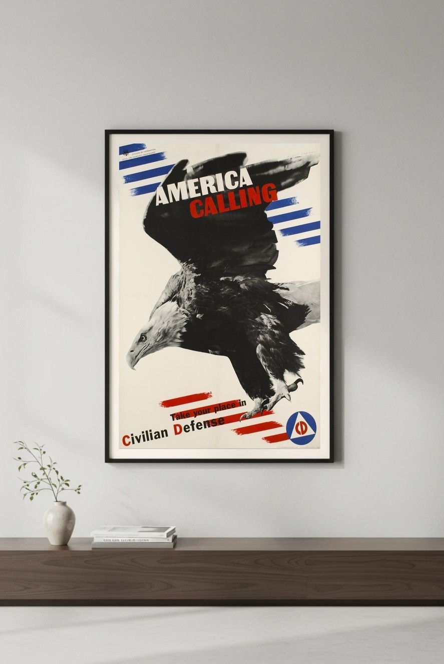 🇺🇸 America Calling Civil Defense Poster - 24x36” Retro 1940s - Classic Print