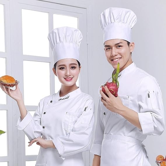 White Chef Hat for Men Women Adults,Elastic Band Adjustable Cotton Chefs Hat