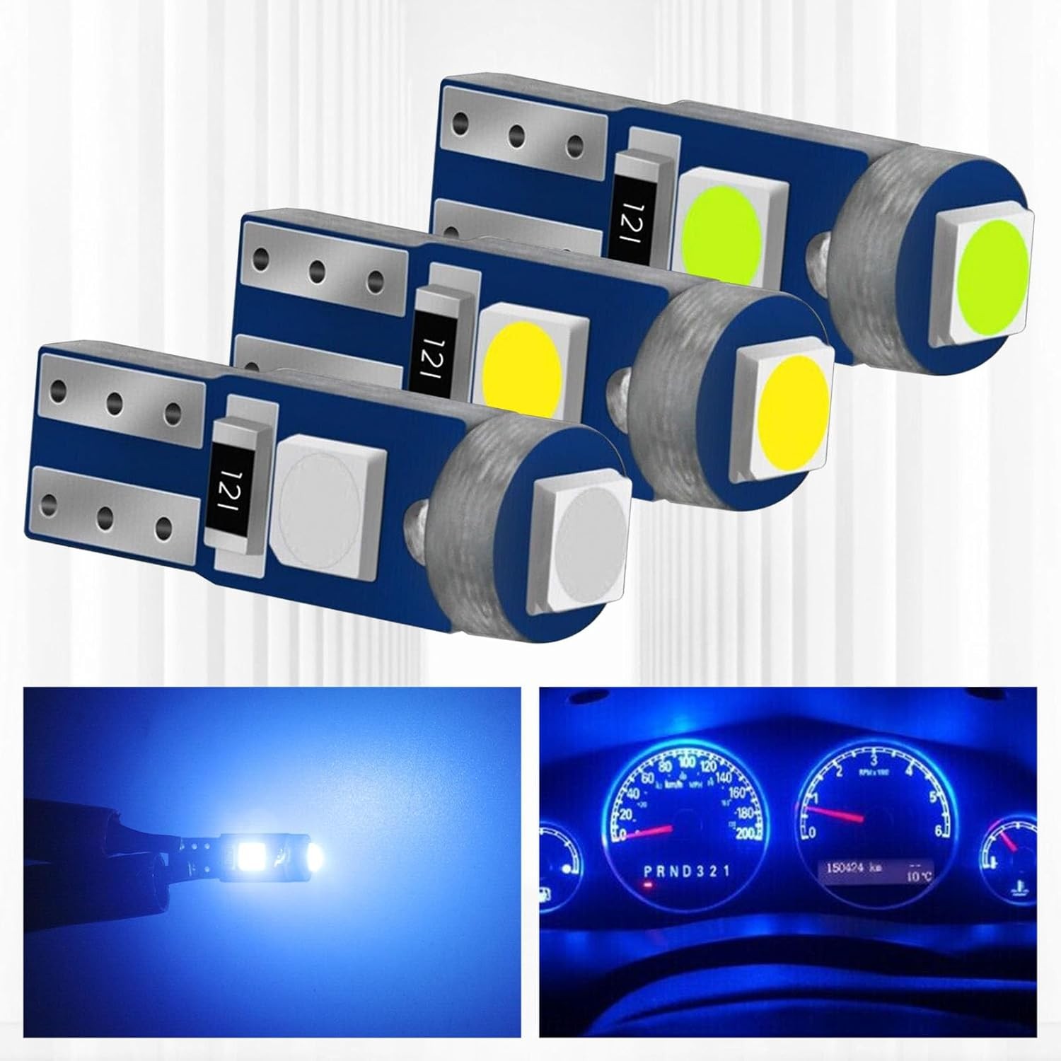 20PCS T5 Dashboard LED Light Bulbs, 37 74 2721 Instrument Cluster Super Bright L