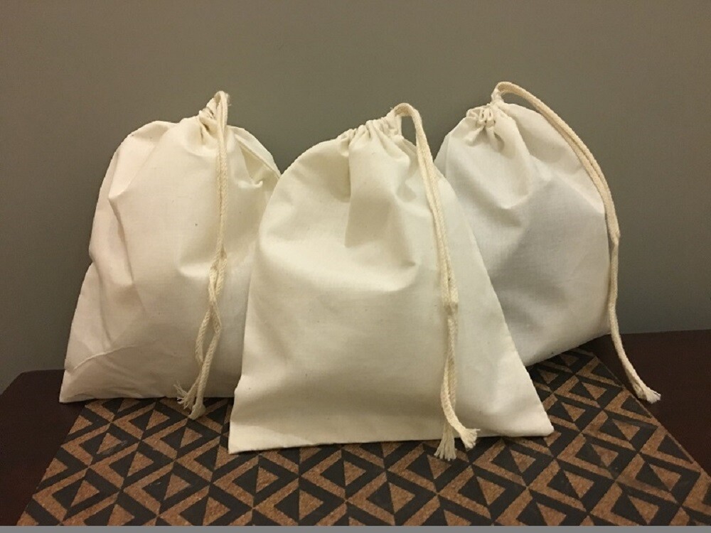 12"x20" Cotton Single Drawstring Muslin Bags (Natural Color)