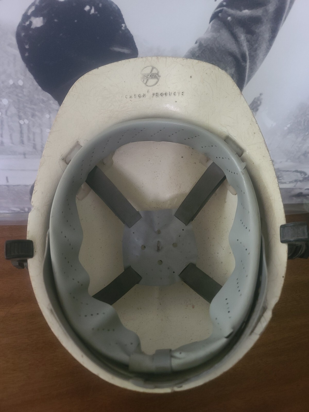 Jackson Products Fiberglass Safety Hard Hat White W/ Kwik Klip USA Vintage