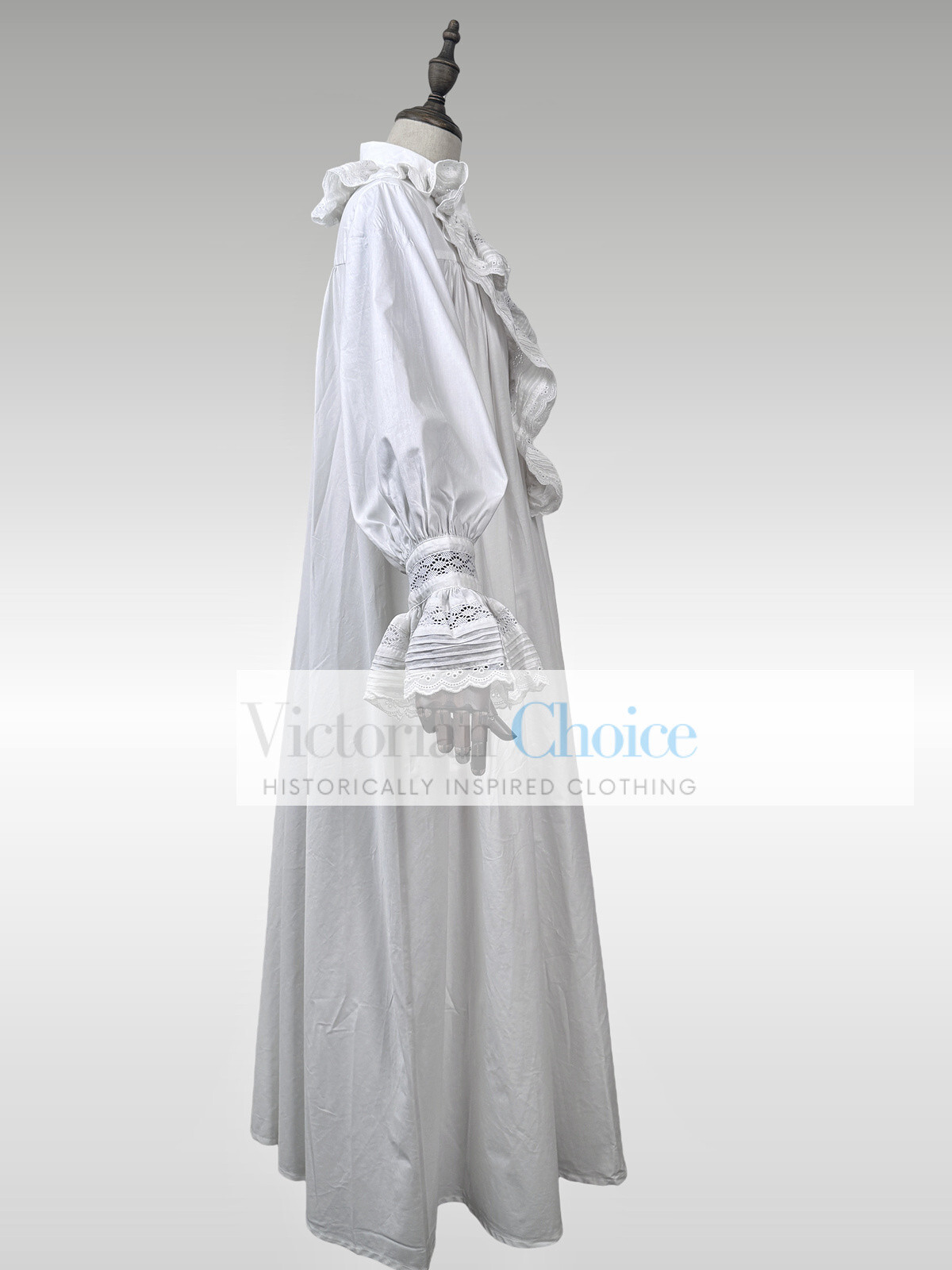 Victorian Edwardian Vintage White Cotton Nightgown Nightdress Ankle Length SD003