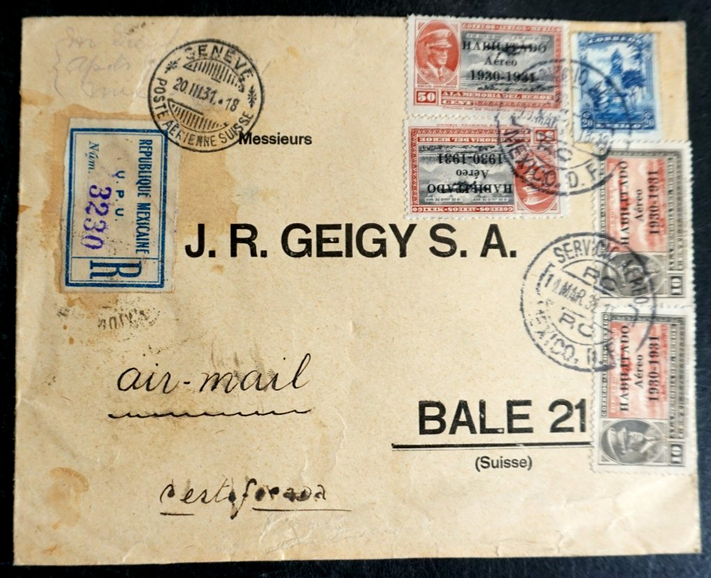 Stupendous 1931 Mexico Air Mail #C44 (2) on cover to Switzerland