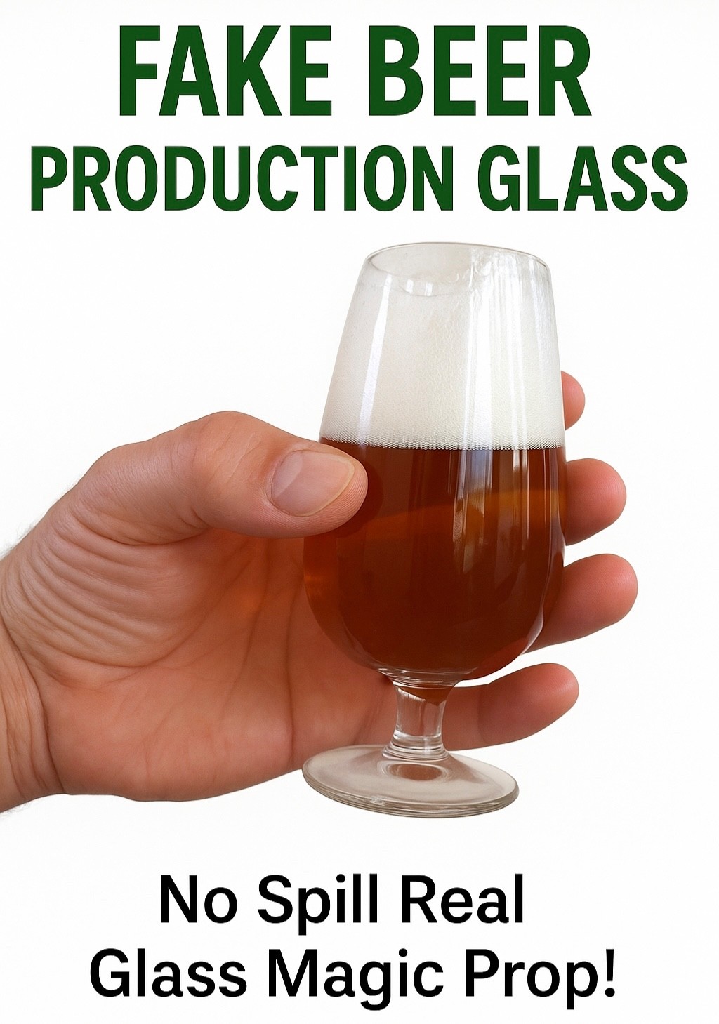 FAKE BEER GLASS No Spill Stage Magic Liquid Production Whisky Food Prop Bar Joke