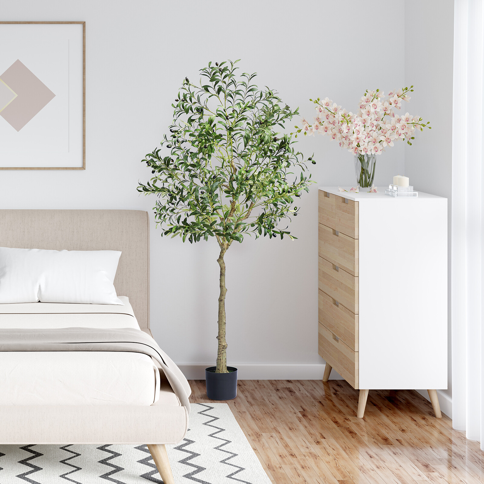 VEVOR 6ft 73in Artificial Olive Tree Faux Silk Home Decor