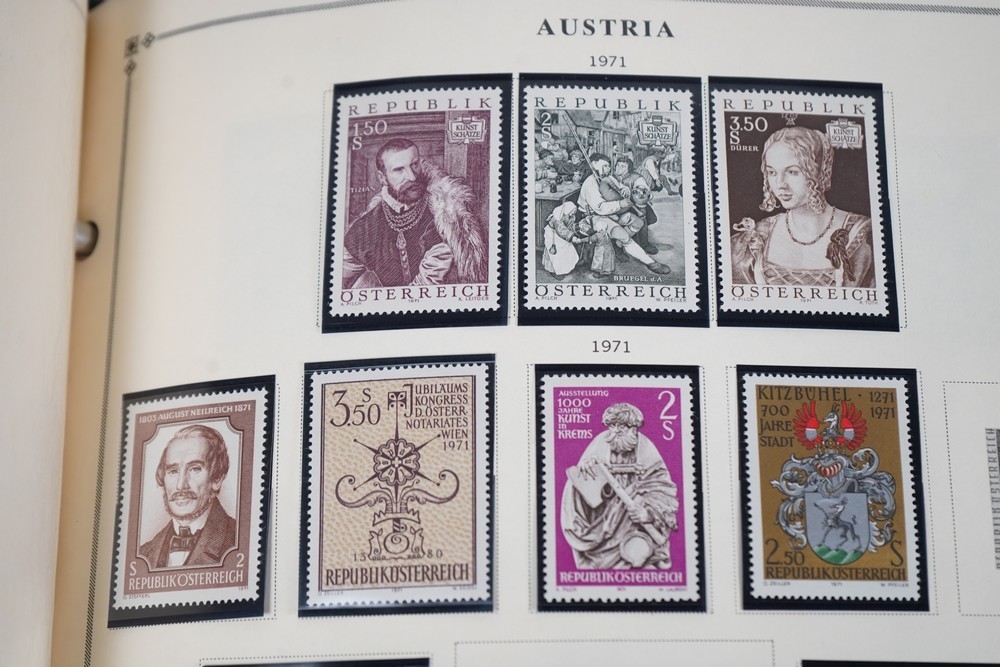 WORLDWIDE A-L 1970s COLLECTION OF 875+ STAMPS MINT & USED STORED IN SCOTT ALBUM