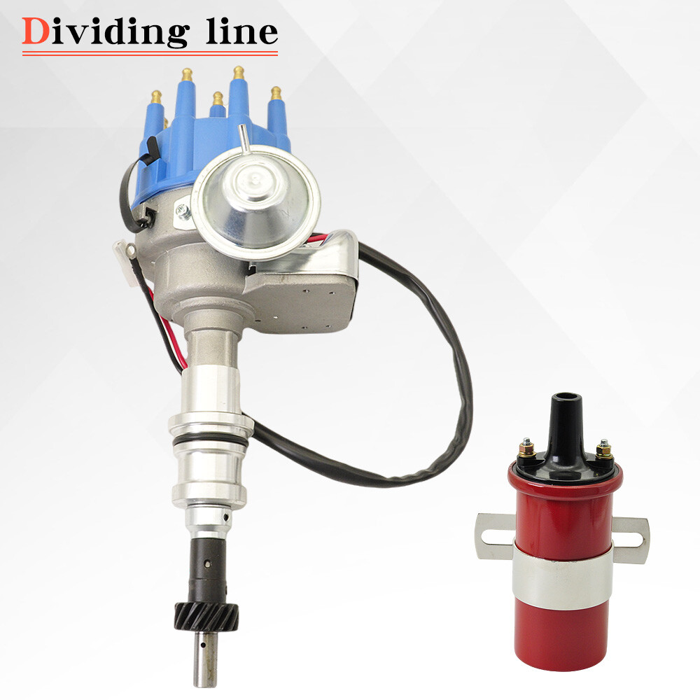 FOR FORD 289 302 BLUE Small Cap HEI Distributor +Coil+UNIVERSAL SPARK PLUG WIRES
