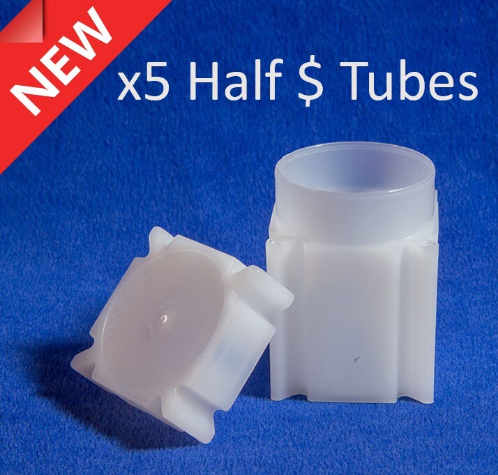 5 Square Coin Tubes For US Half Dollar Kennedy Liberty 1/2 $ 32.10mm Archival
