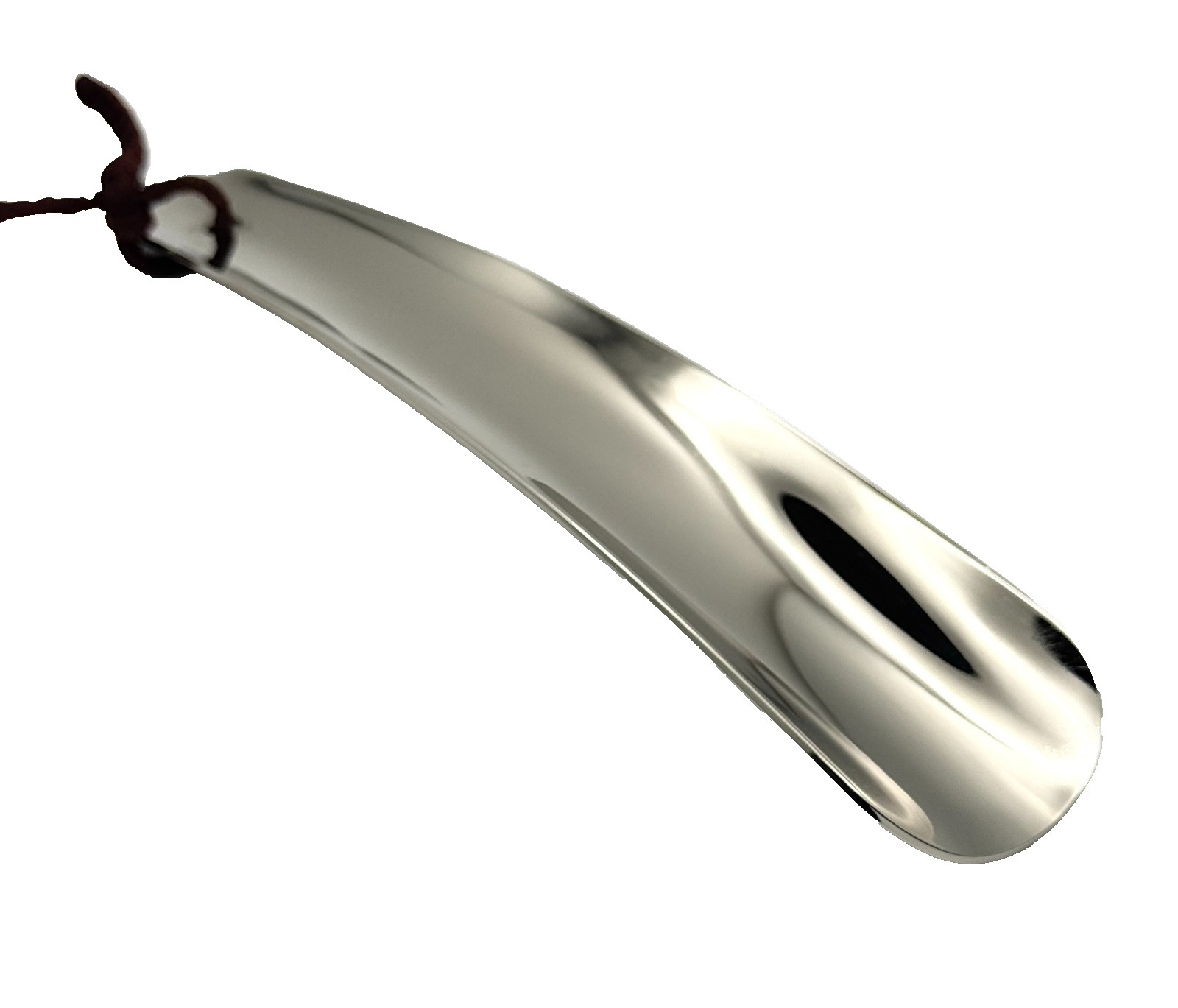 Salvatore Ferragamo New Silver Tone Metal Shoe Horn Leather Cord Strap Auth