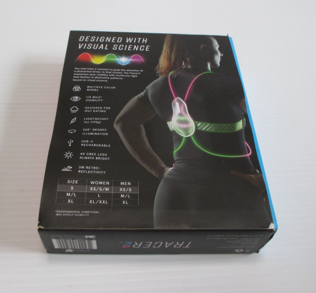 Noxgear Tracer2 360 Visibility Multicolor LED Running Vest Size Small - New