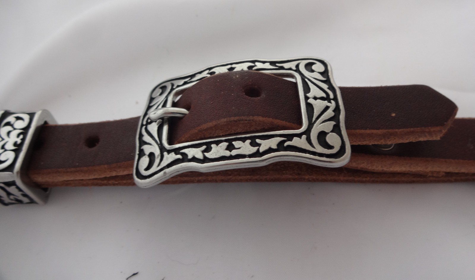 Curb Strap Brown Harness Leather Jeremiah Watt Square Black Buckle Keeper Horse